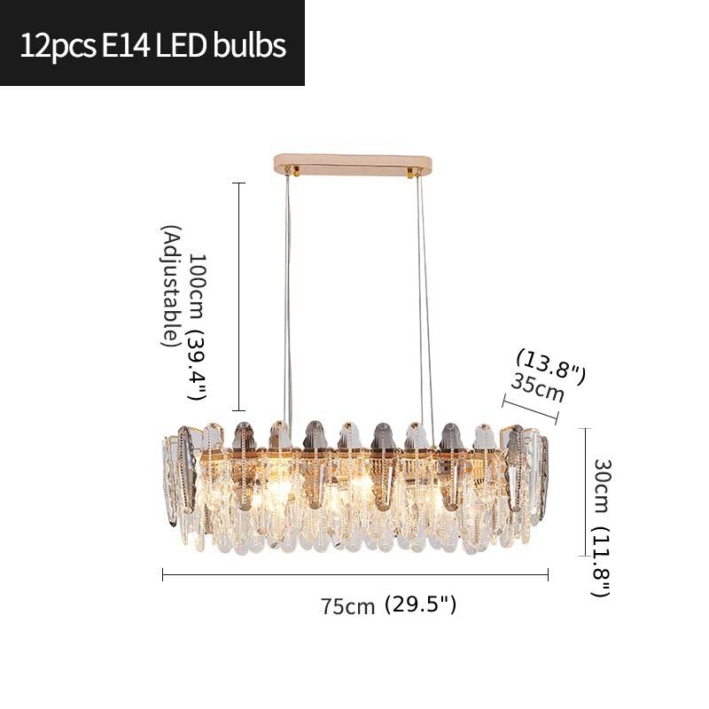MIRODEMI® Rectangle Gold Crystal Shine Chandelier - Modern Luxury Lighting for Living Room & Kitchen