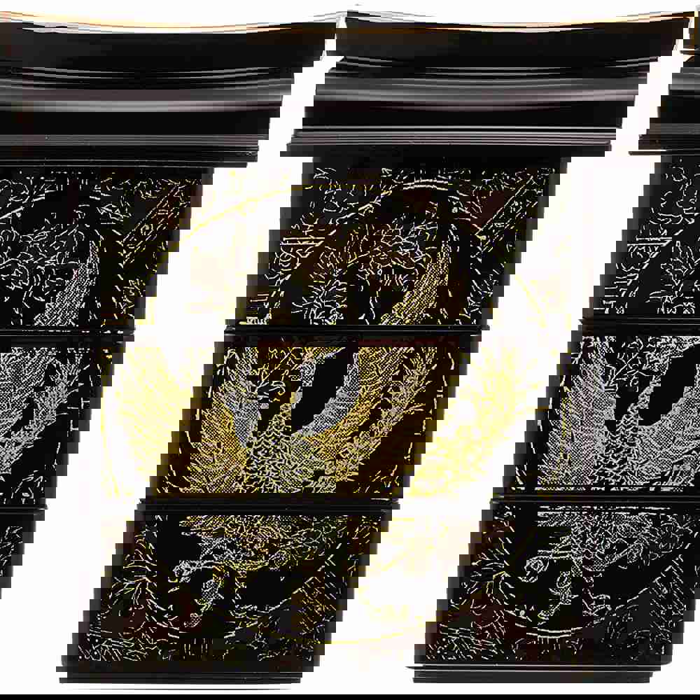 Nakatani Brothers Shokai 33-3210 Yamanaka Lacquerware 6.0 Gosho Car 3-Tier Heavy Accessories Black Phoenix