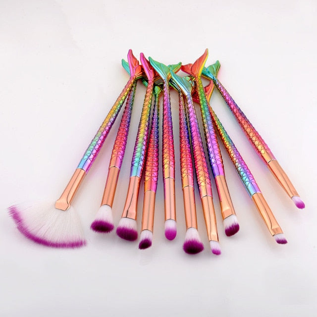 Professional Mermaid Makeup Brushes Set - High Quality Eye Shadow Eyeliner Eyebrow Brushes