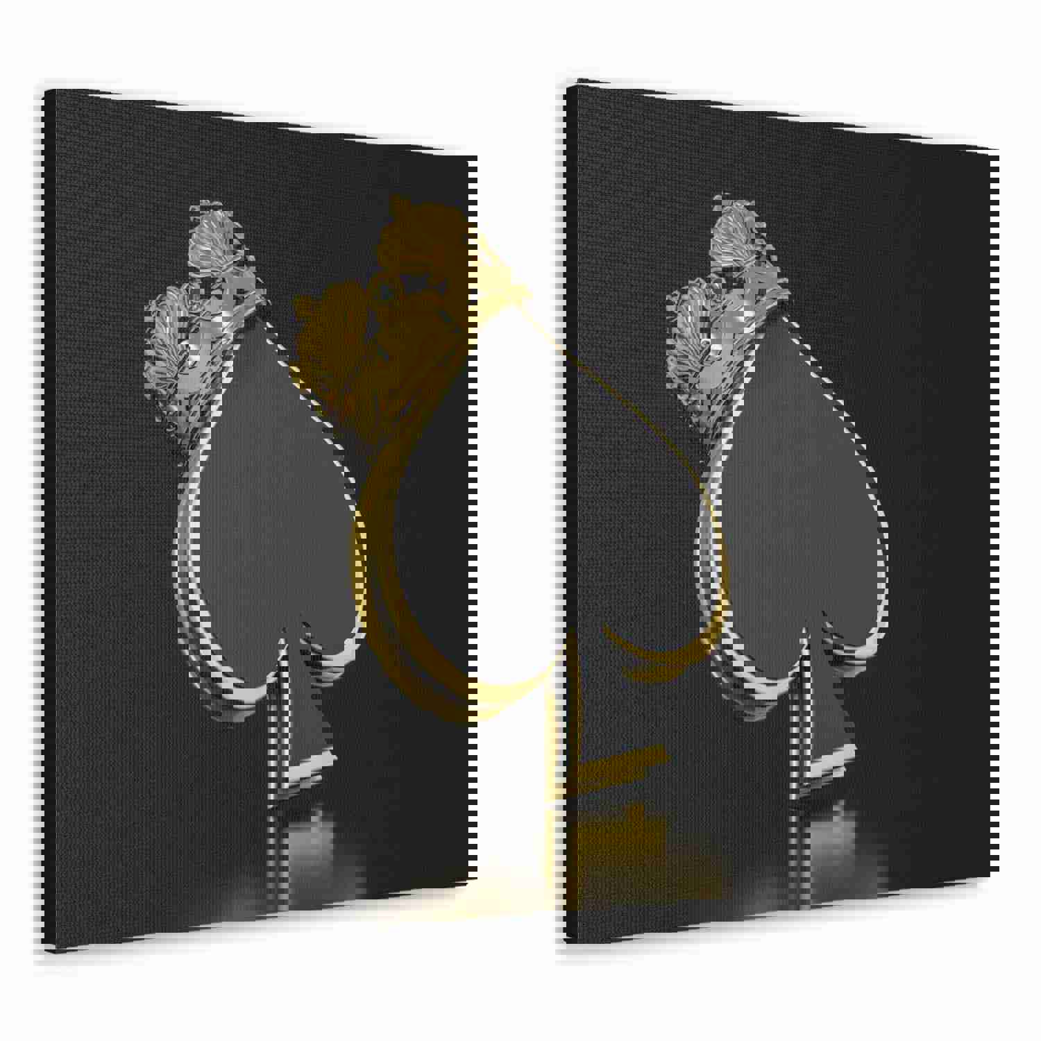 3D Gold Crown Spades Playing Card Canvas Wall Art - Ready-to-Hang Home Decor