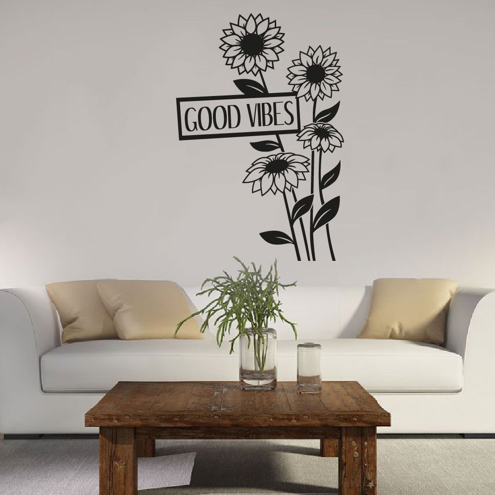 Sunflower Good Vibes Floral Vinyl Wall Sticker