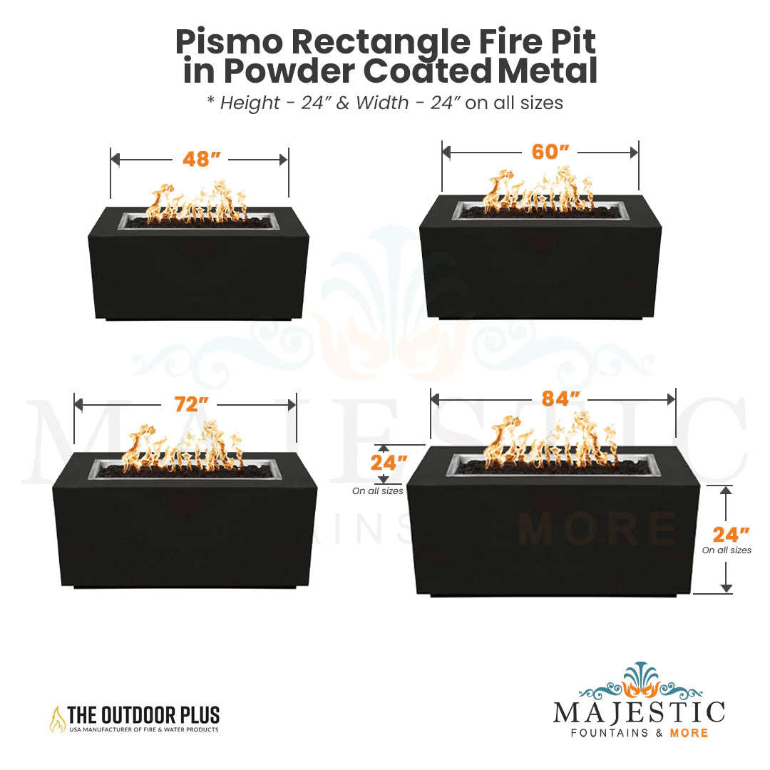 Outdoor Plus Pismo Rectangle Fire Pit in Powder Coated Steel with Free Cover