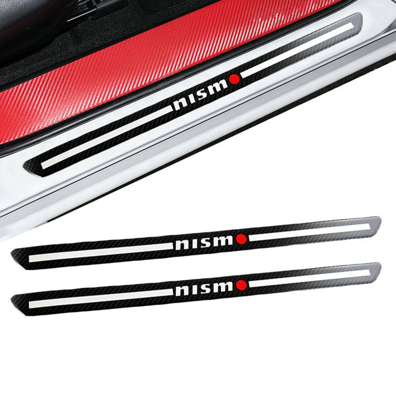 JDM Nismo Carbon Fiber Car Door Welcome Plate Sill Scuff Cover Decal Sticker 4 pcs Set