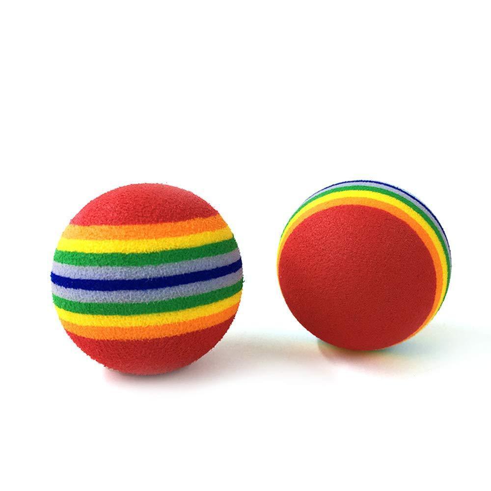 Weihuimei 1Pcs Rainbow 4.2cm Cat Toy Ball - Interactive Chewing Rattle Scratch EVA Ball for Pets