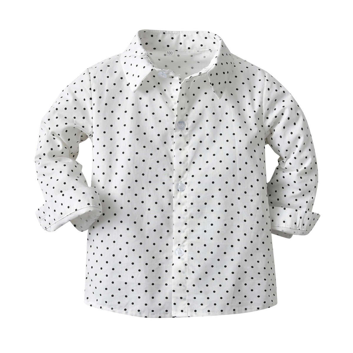 3-Piece Baby Boy Birthday Outfit Set - Long Sleeve Dot Bow Shirts with Pant and Belt