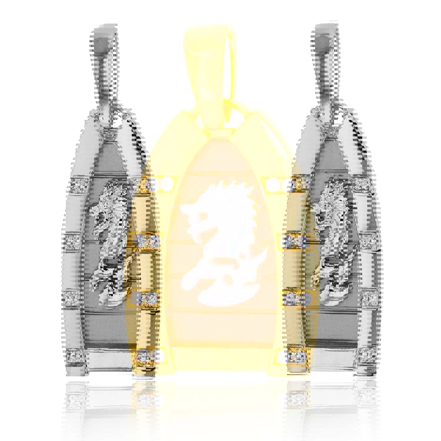 14K Gold Tricolor 32x18mm Dragon Medallion Pendant