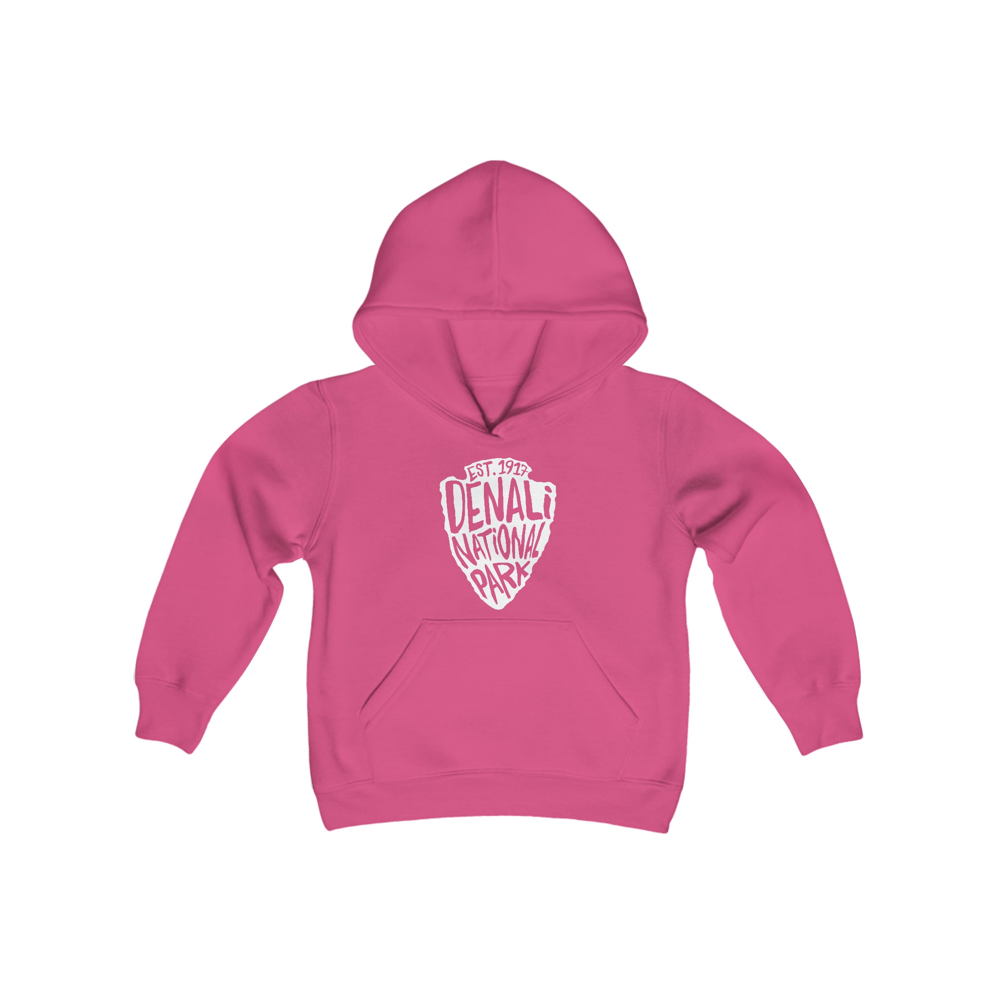 Denali National Park Kids Hoodie - Arrowhead Chunky Text