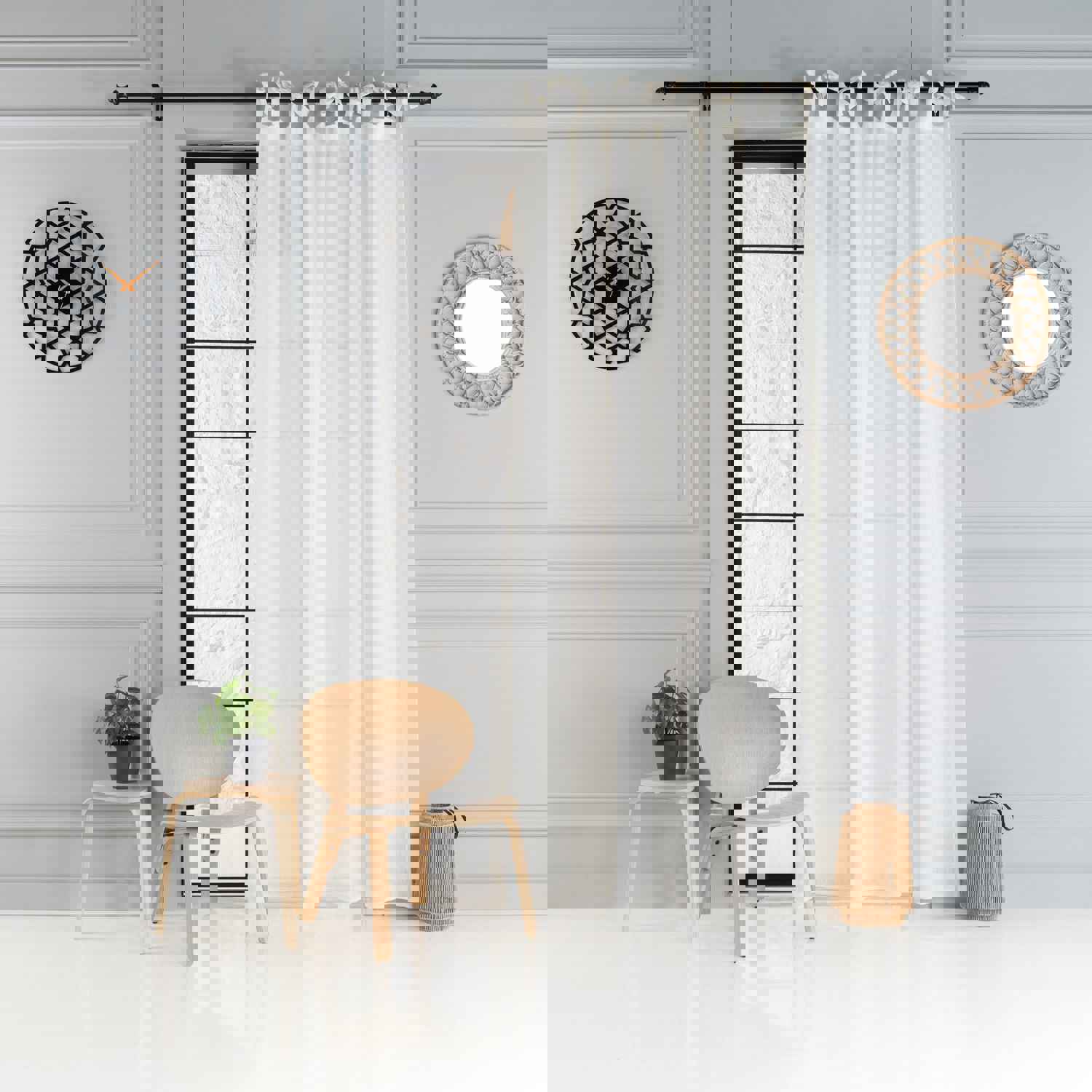 Tie Top Linen Sheer Curtain - 5 Color Options, Customizable Size