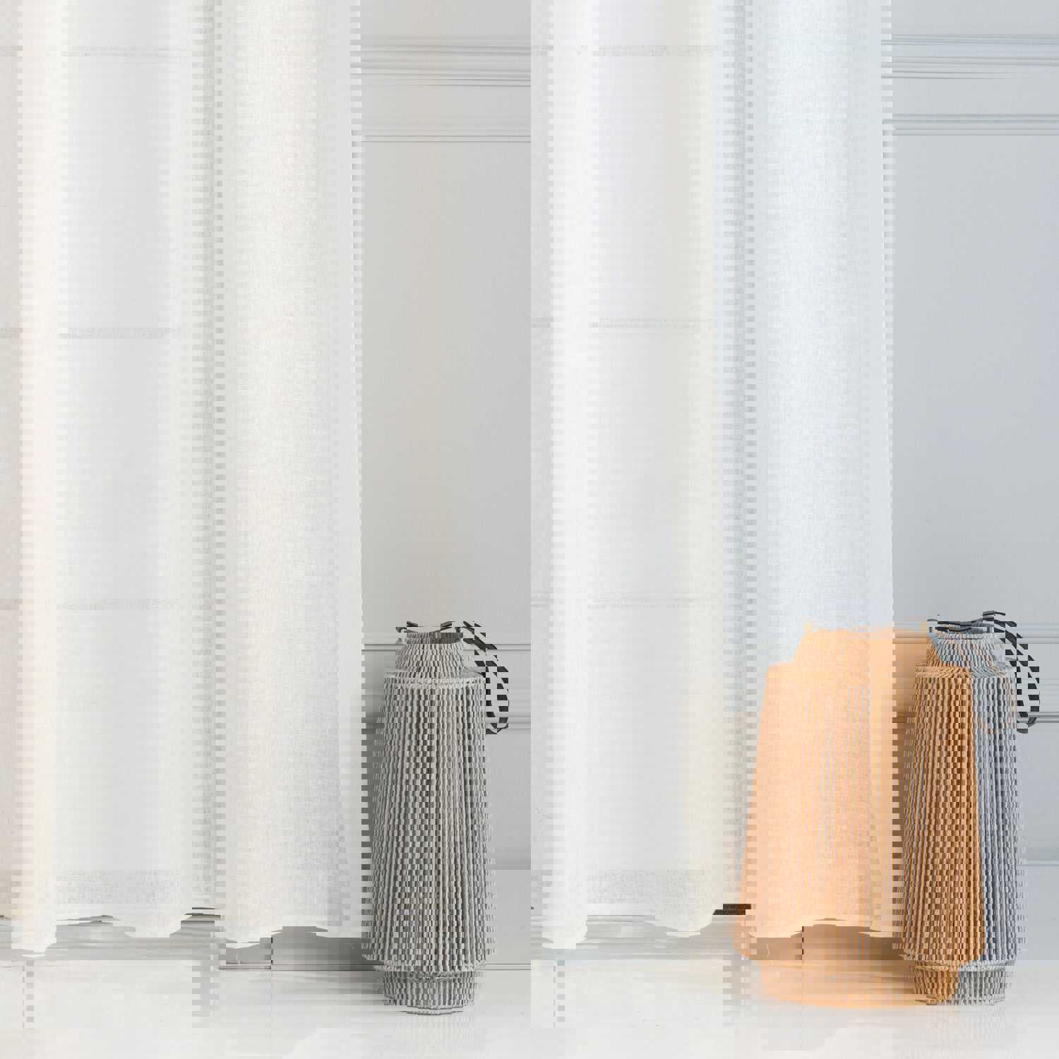 Tie Top Linen Sheer Curtain - 5 Color Options, Customizable Size