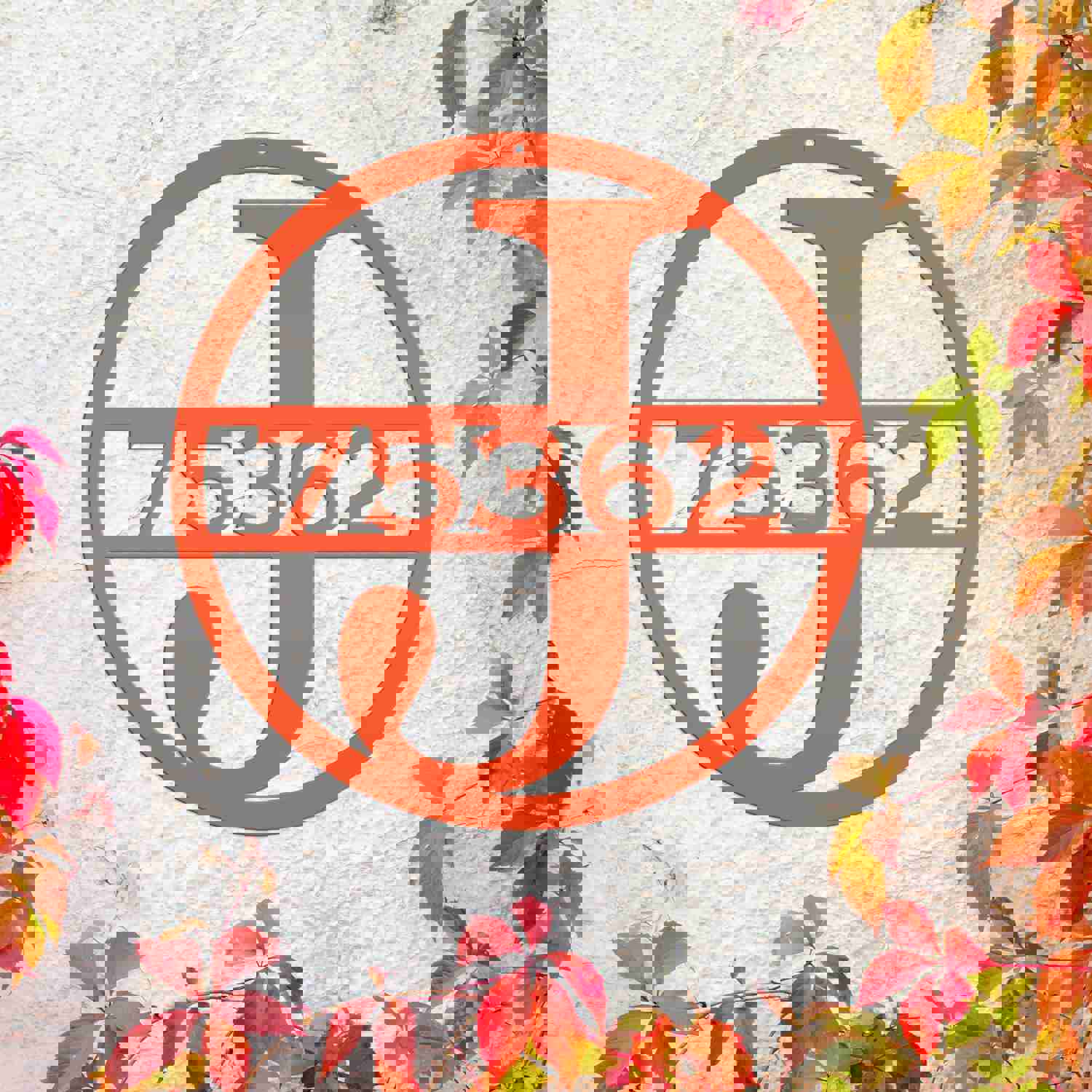 Custom Round Monogram House Number Metal Sign - Housewarming & Wedding Gift