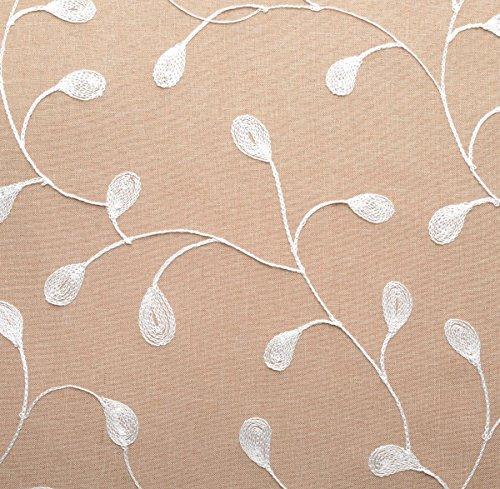 Floral Embroidery Semi Sheer Faux Linen Grommet Window Curtains - Taupe (52 x 95 Inch, 2 Panels)