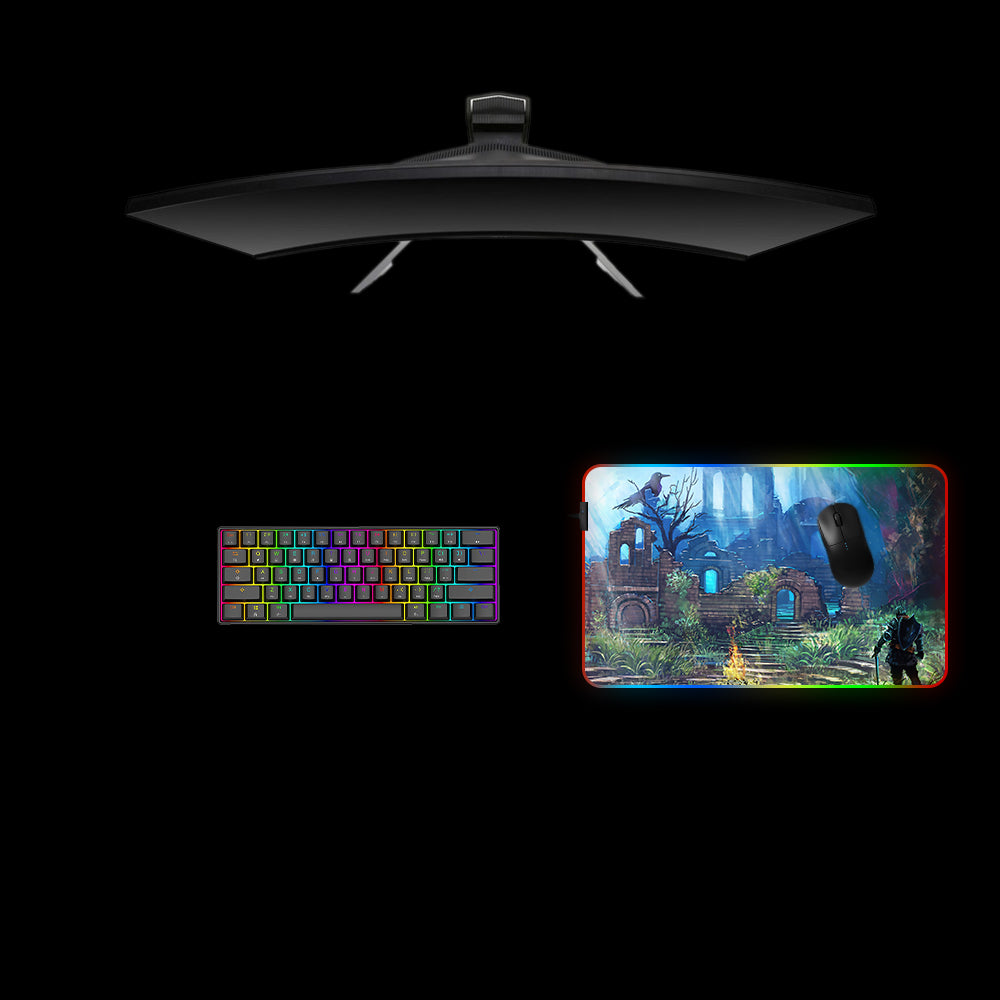 Firelink Shrine Design RGB Gaming Mouse Pad with LED Lighting