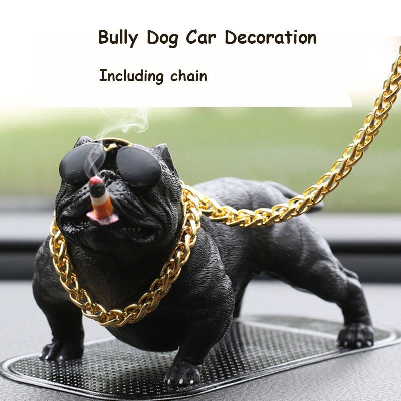 Car Dashboard Ornament Bully Pitbull Dog Doll - Cute Auto Interior Accessories & Creative Home Decor