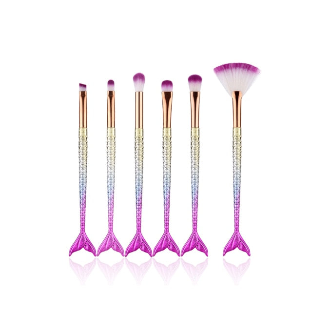 Professional Mermaid Makeup Brushes Set - High Quality Eye Shadow Eyeliner Eyebrow Brushes