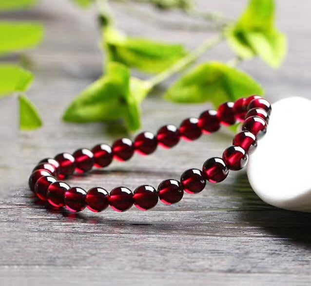 Natural Wine Red Garnet Single Loop Bracelet