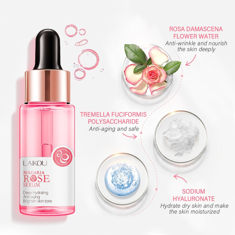 LAIKOU Bulgaria Rose Face Serum - Deep Moisturizing, Hydrating, Anti-Aging, Brightening Skin Care