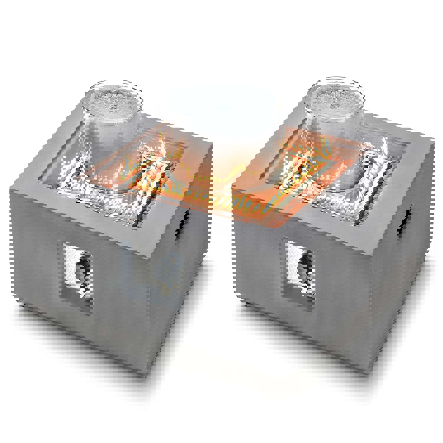 Tangkula 28 Fire Pit Table with Fountain, 50,000 BTU Square Fire Table with Stainless Steel Burner