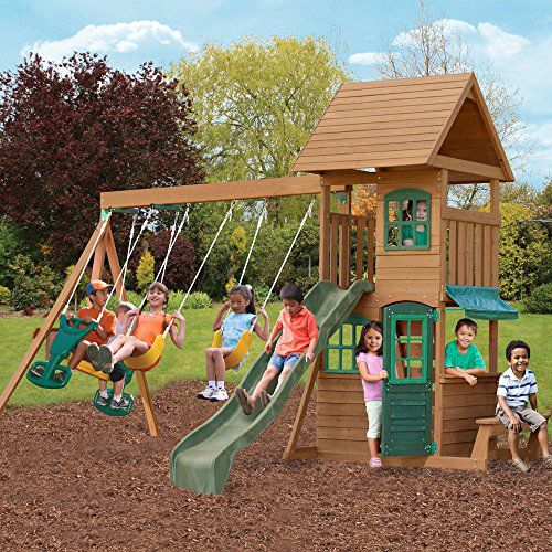 Premium Cedar Wooden Swing Set for Kids - Outdoor Playcenter for Backyard Fun