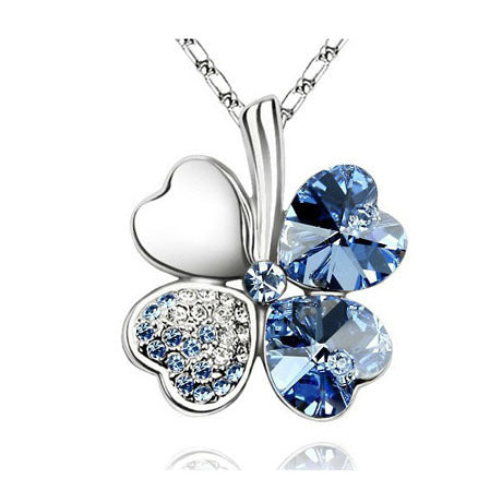 Fashion Austrian Crystal Four Leaf Clover Necklace for Women