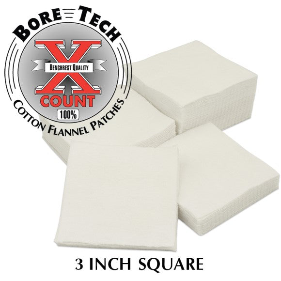 BORE TECH SQUARE PATCHES - Premium Cotton Flannel Cleaning Patches