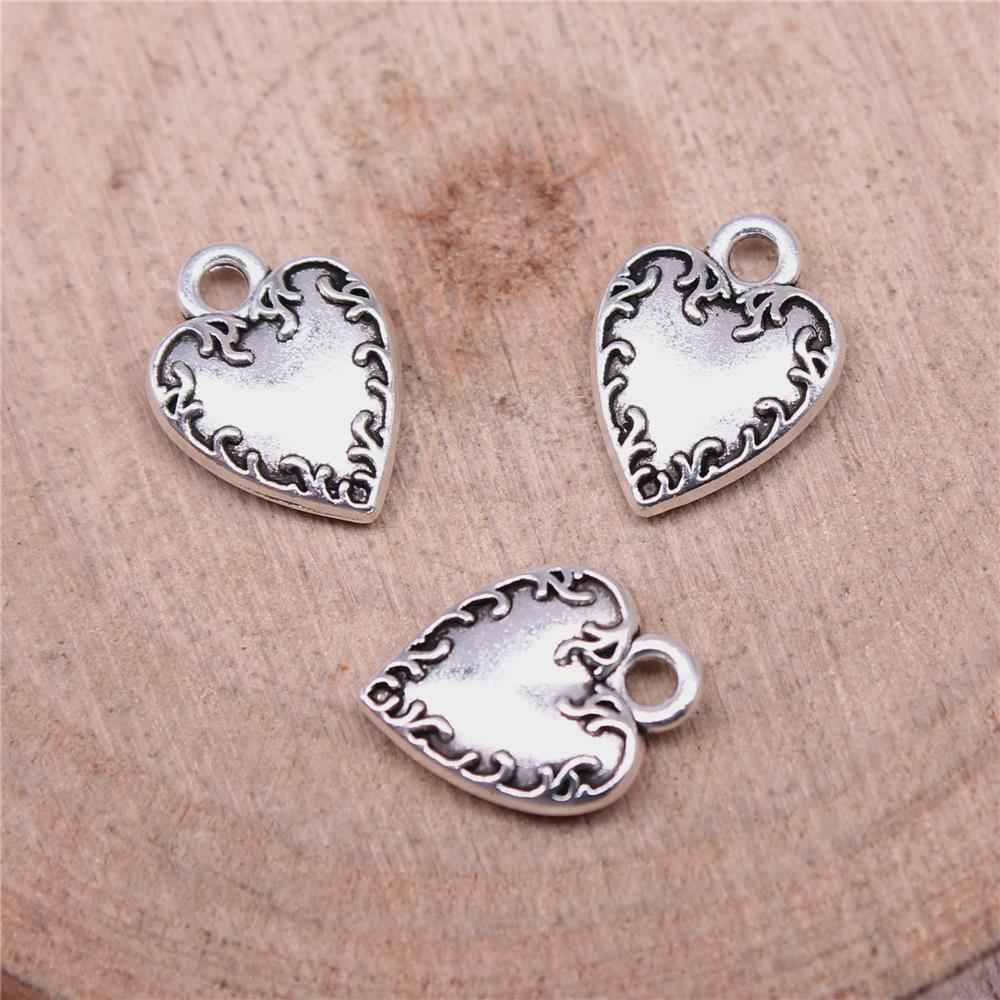 WYSIWYG 40pcs Heart Charms for DIY Jewelry Making - Antique Silver Alloy Pendants