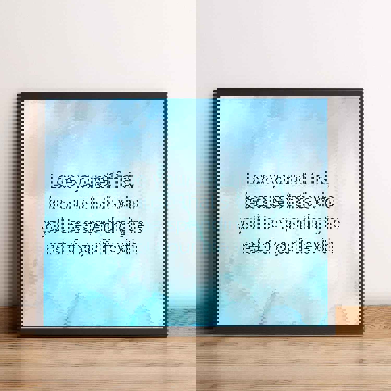 Love Yourself First Inspirational Quotes Wall Sign - 10 x 8 Modern Typographic Art Print