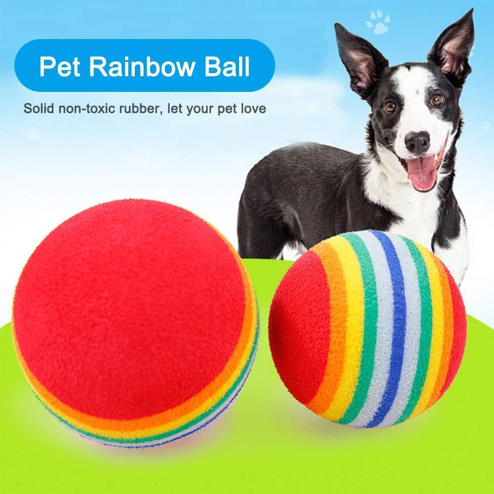 Weihuimei 1Pcs Rainbow 4.2cm Cat Toy Ball - Interactive Chewing Rattle Scratch EVA Ball for Pets