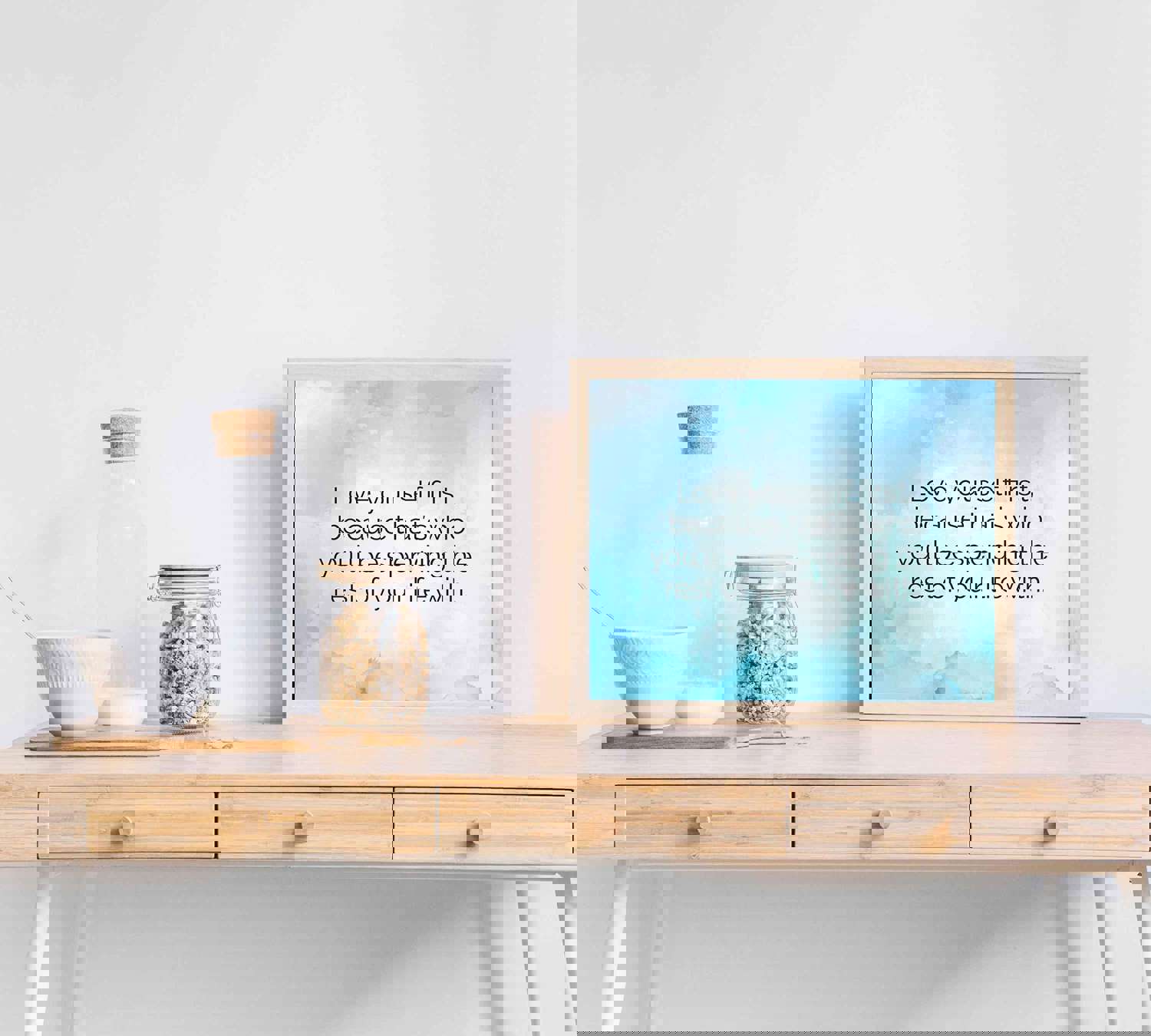 Love Yourself First Inspirational Quotes Wall Sign - 10 x 8 Modern Typographic Art Print