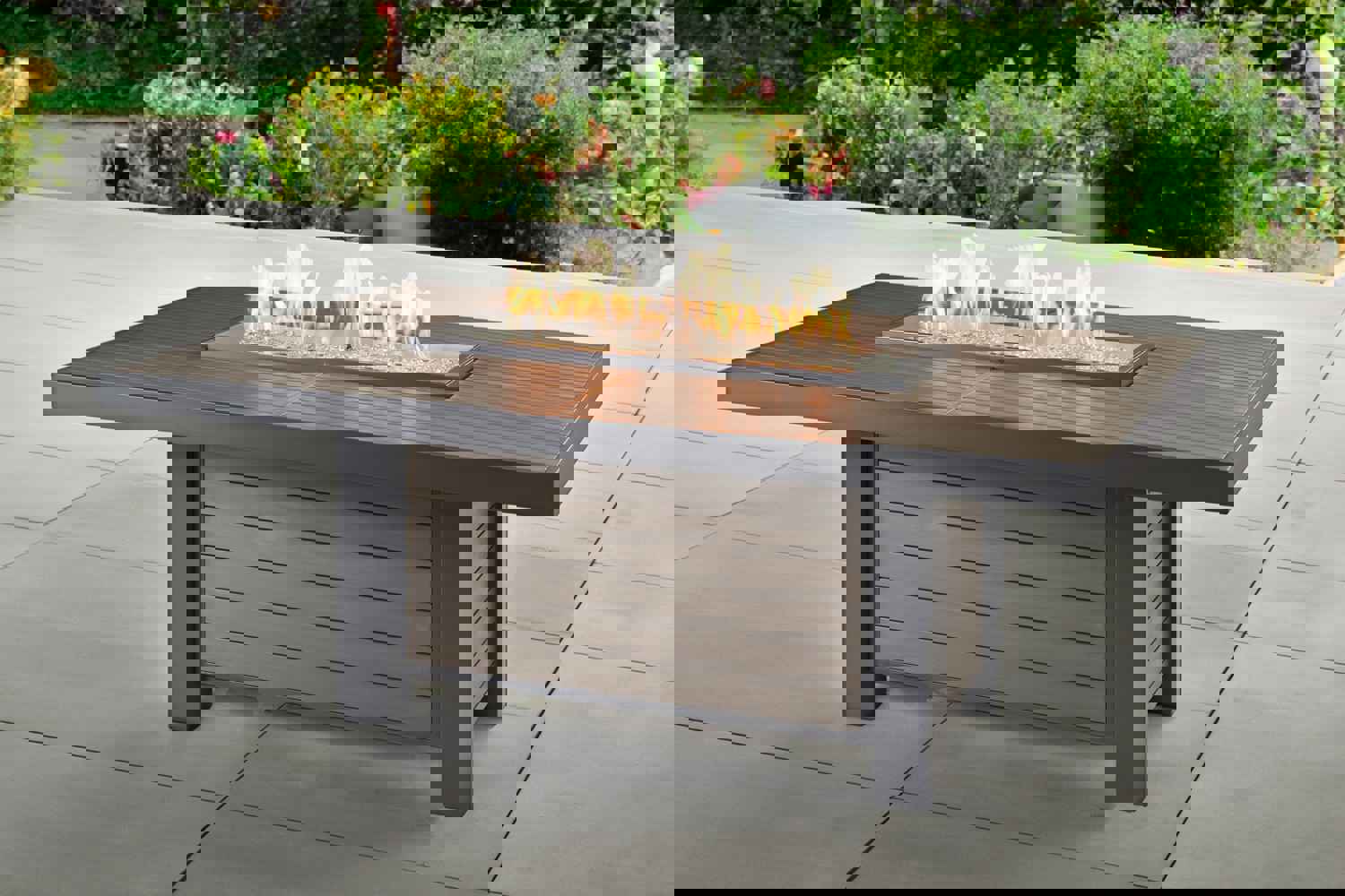 Kenwood and Brooks Linear Dining Height Gas Fire Pit Table