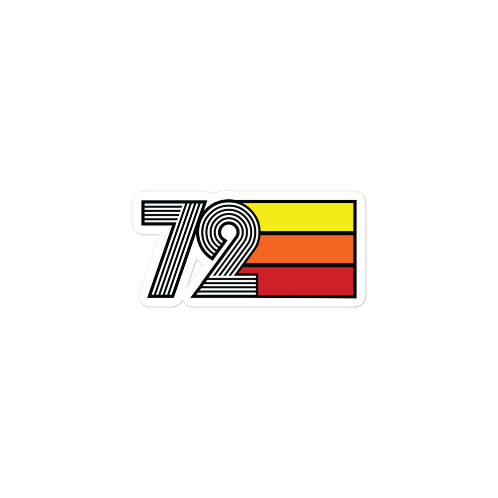72 - 1972 Retro Tri-Line Decal 50th Birthday Bubble-Free Vinyl Stickers