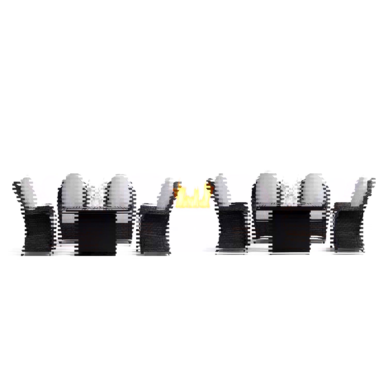 Waverly Outdoor Fire Pit Table Set with 4 Fixed Chairs