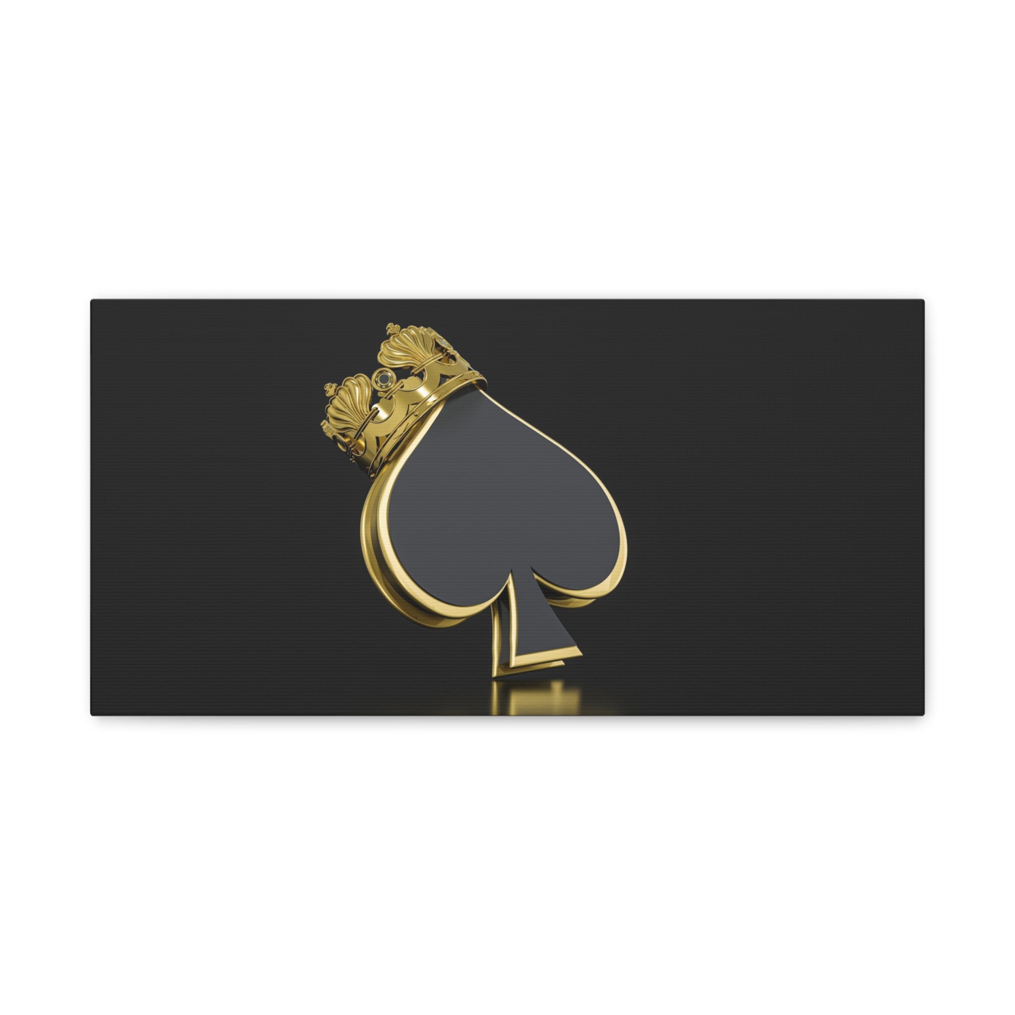 3D Gold Crown Spades Playing Card Canvas Wall Art - Ready-to-Hang Home Decor