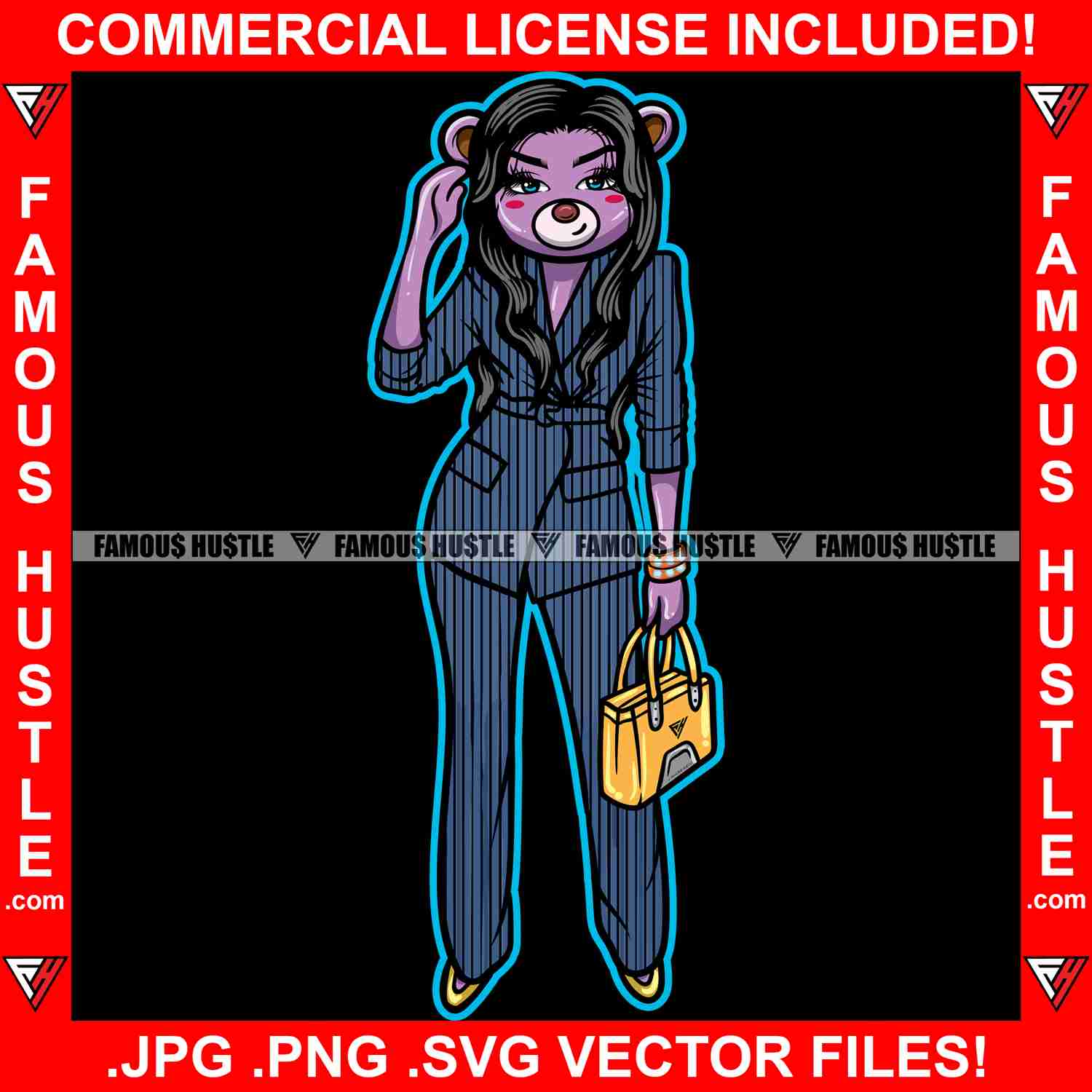 Sexy Female Teddy Bear Business Suit Graphic Design T-Shirt Print Files