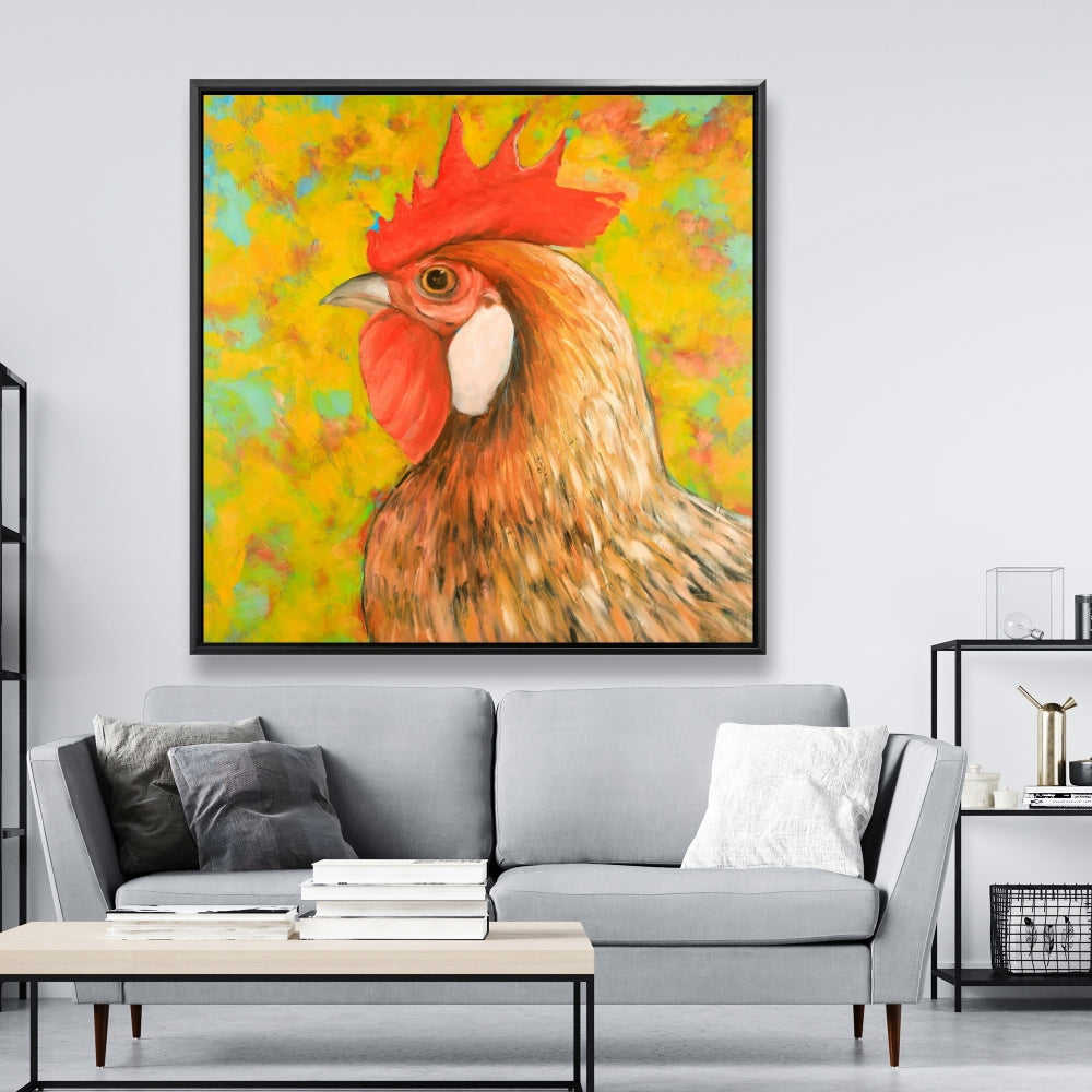 Colorful Chicken Fine Art Gallery Wrapped Canvas 36x36