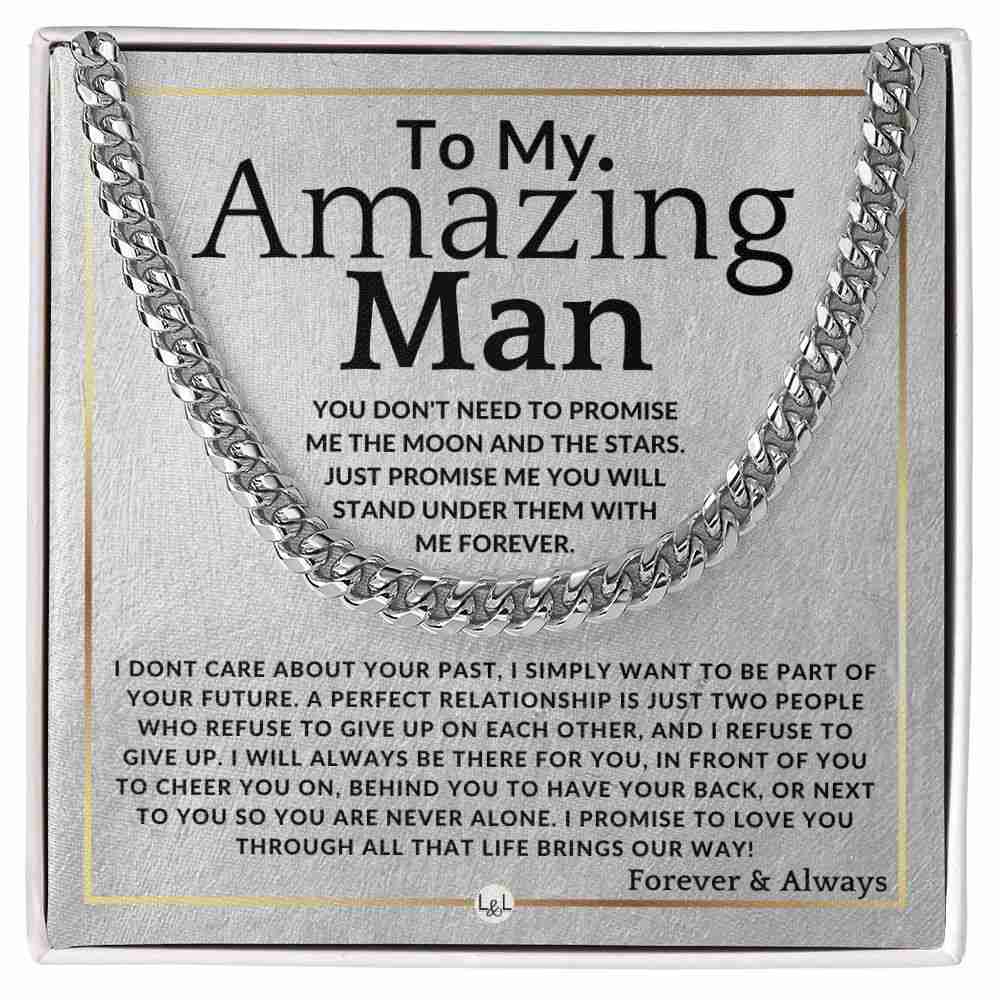 To My Man - Moon And Stars - Meaningful Gift for Him - Romantic Present for Christmas, Valentine's Day, Birthday, or Anniversary