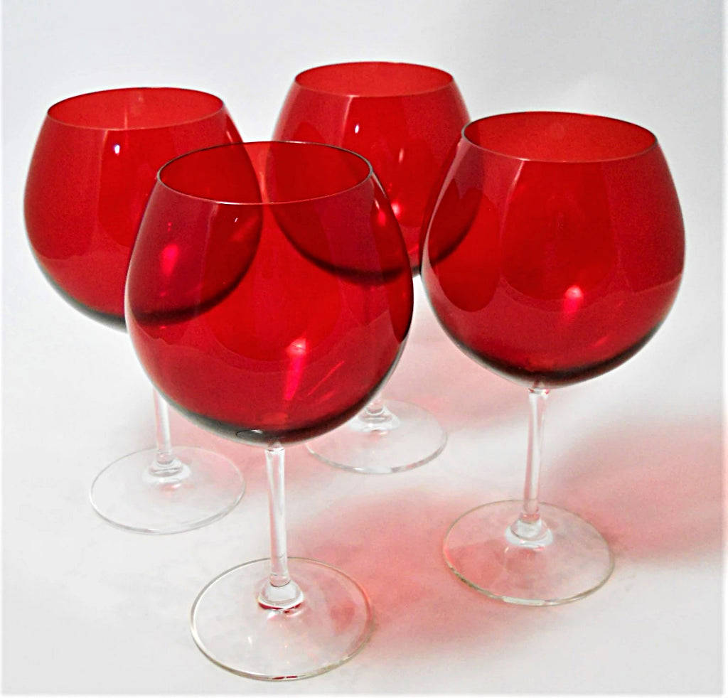 Waterford Marquis Vintage Ruby Red Aromatic Wine Balloon Glasses Set of 4