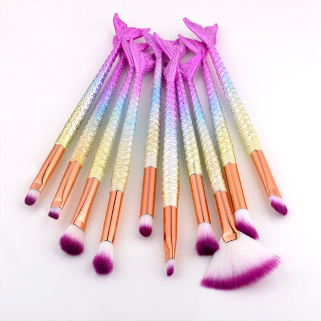 Professional Mermaid Makeup Brushes Set - High Quality Eye Shadow Eyeliner Eyebrow Brushes
