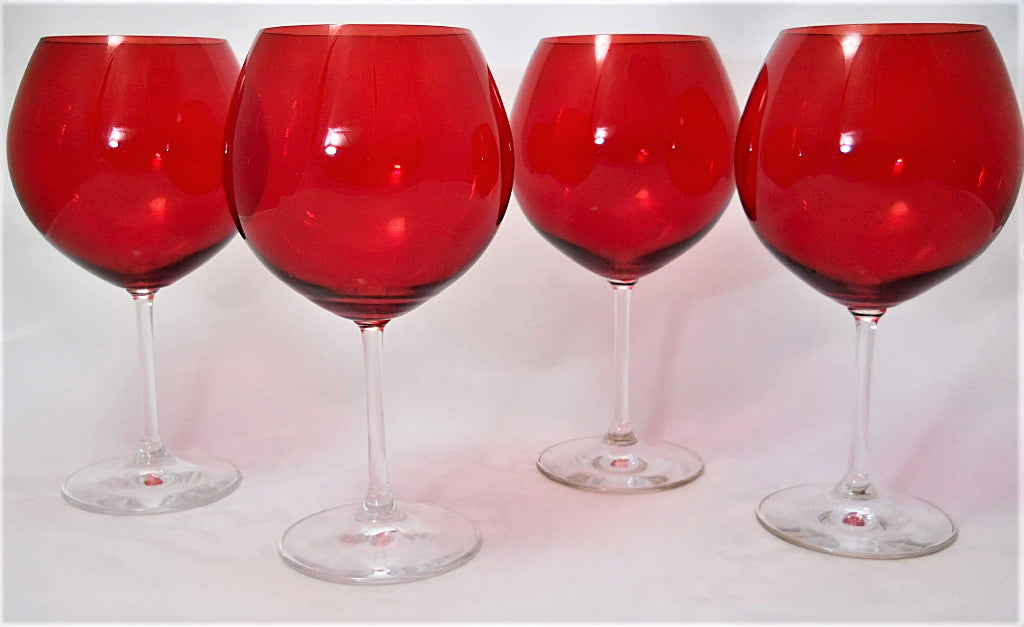 Waterford Marquis Vintage Ruby Red Aromatic Wine Balloon Glasses Set of 4