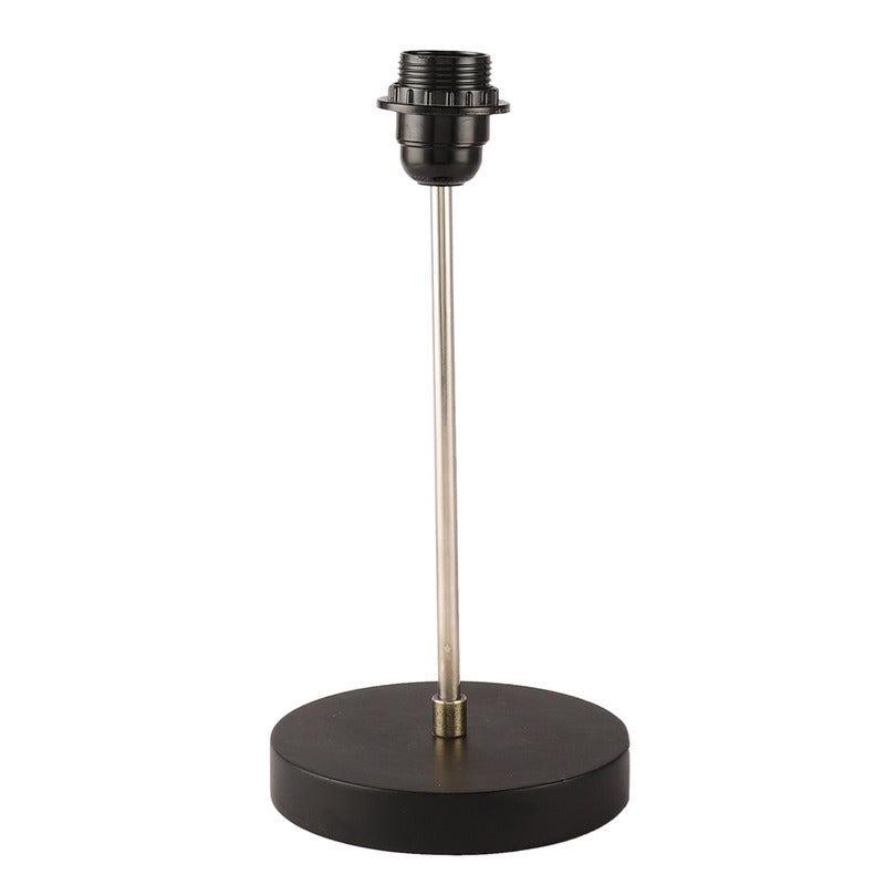 BTR CRAFTS Silver Rod With Black Wooden Base Table Lamp (Conical Lampshade)