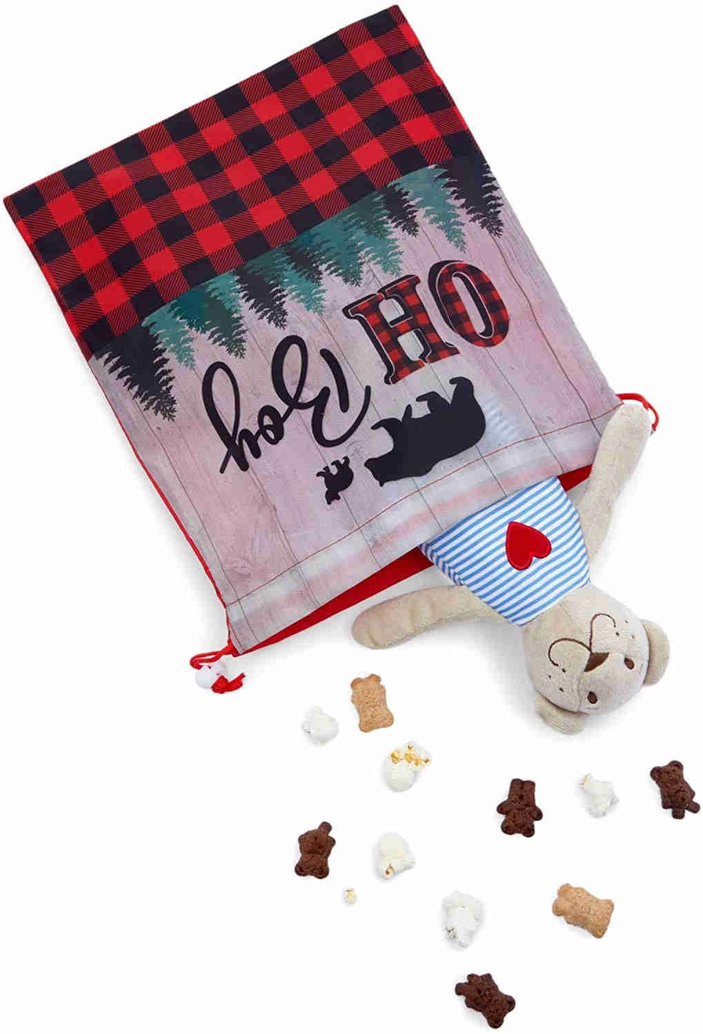12 Pack Lumberjack Buffalo Plaid Drawstring Gift Bags for Boys Baby Shower & Kids Birthday Party Favors