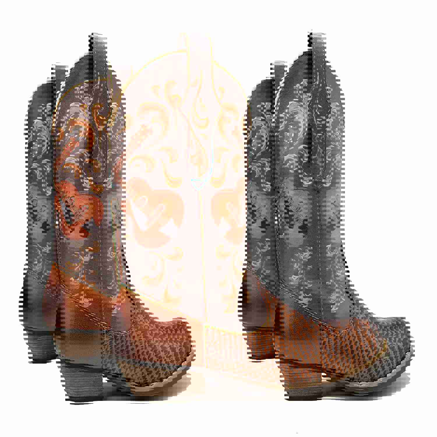 Fish Pattern Cowboy Boots - Hand-Crafted Genuine Leather Trendsetter Shoes