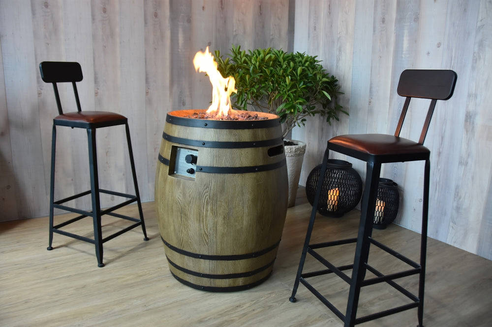 Napa Barrel Outdoor Fire Pit Table - 27 Inch Liquid Propane with Cover