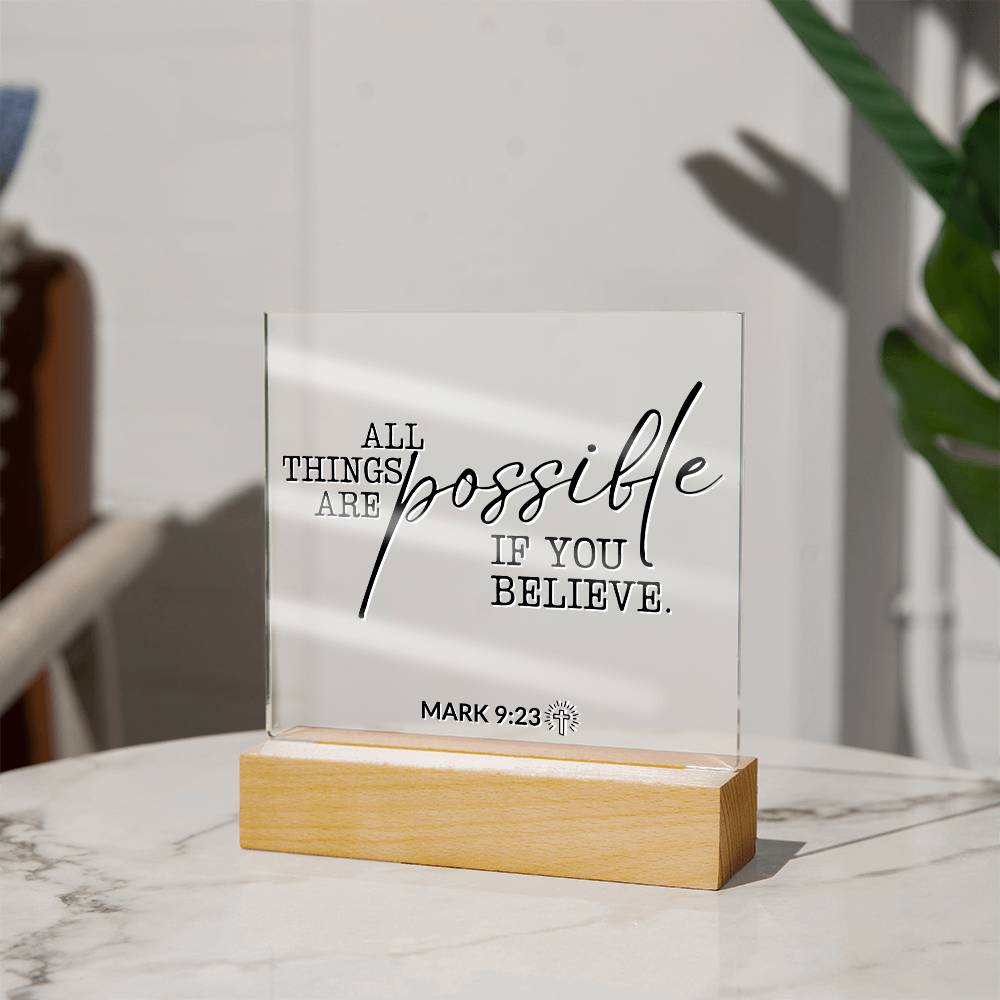 LED Bible Verse Acrylic Plaque with Night Light - Motivational Home Decor