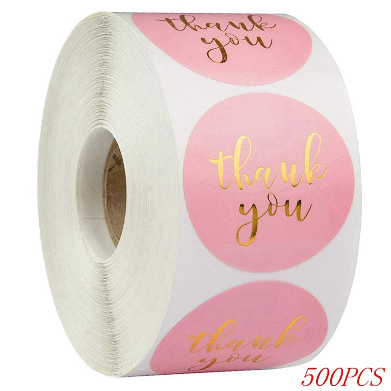 50-500pcs 1inch Blue Thank You Stickers for Envelope Sealing, Handmade Wedding Gift Decoration