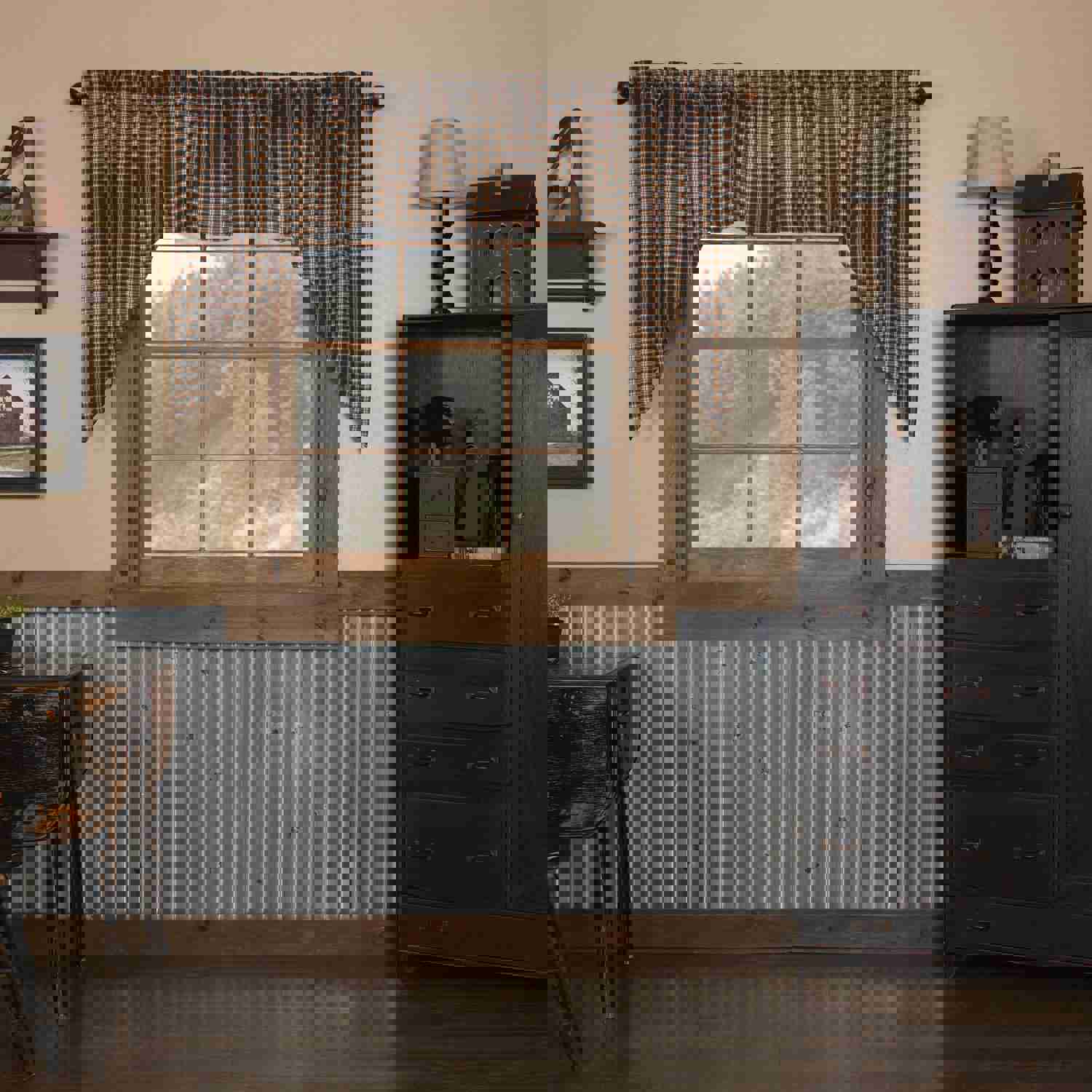 Bingham Star Plaid Lined Swag Curtains - Set of 2, 100% Cotton, Machine Washable