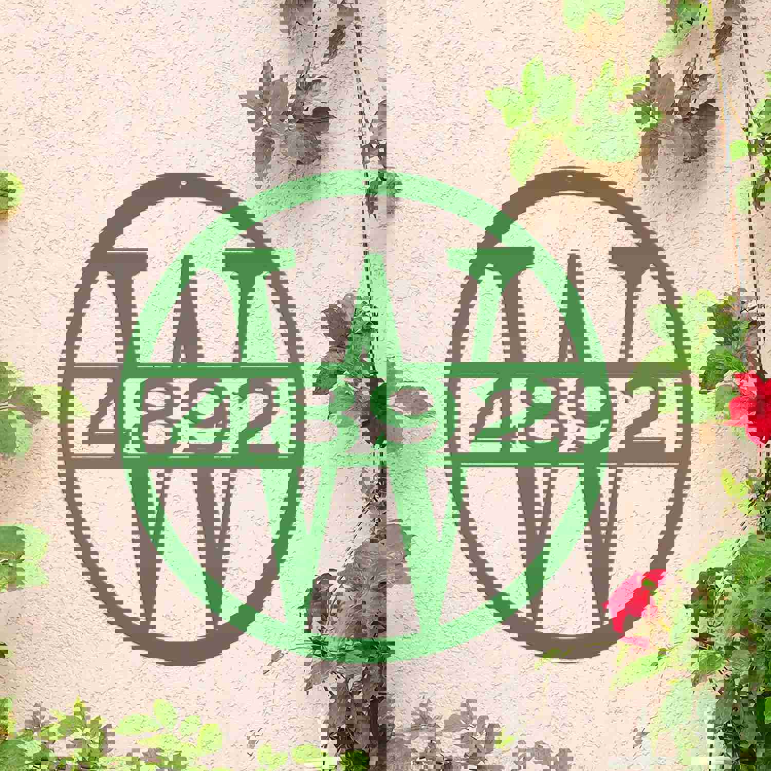 Custom Round Monogram House Number Metal Sign - Housewarming & Wedding Gift