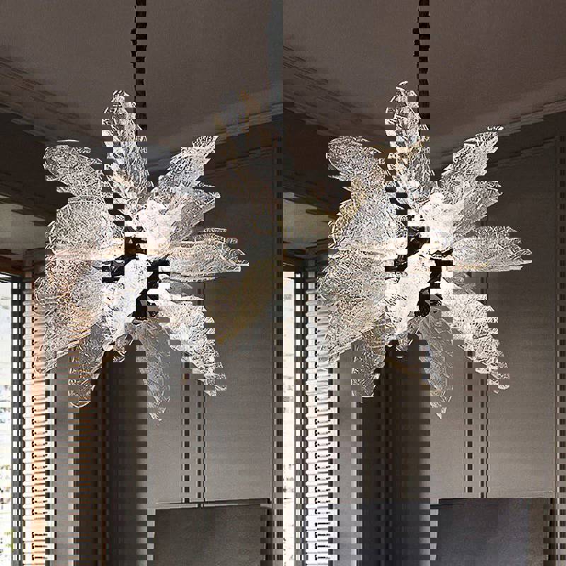 MIRODEMI® Creative LED Leaf-Shaped Chandelier for Living Room and Kitchen
