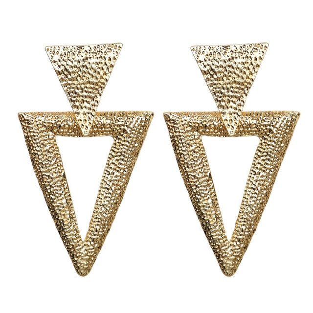 LATS Vintage Geometric Drop Earrings for Women - Gold/Silver Fashion Jewelry