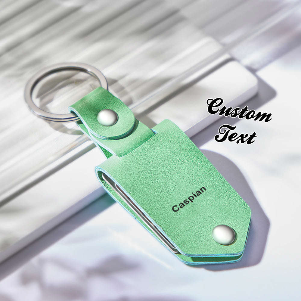 Custom Engraved Leather Photo Keychain - Personalized Anniversary & Gift Keychain