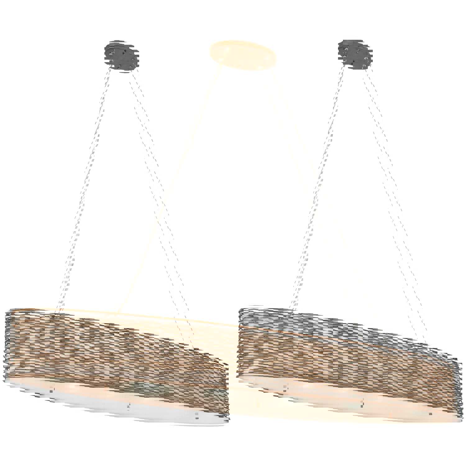 Flow 6-Lt Oval Linear Pendant with Fabric Shade - Hammered Ore